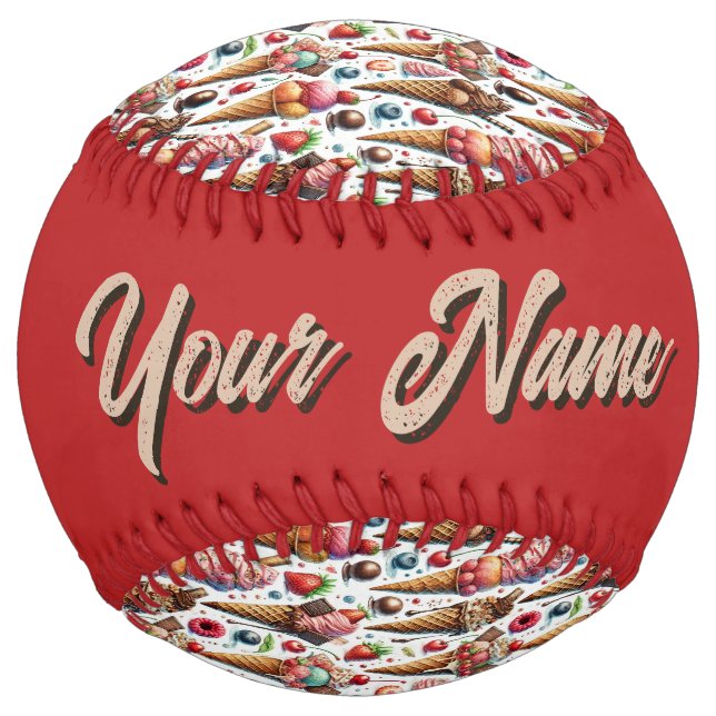 Ice-Cream Parlor Party (personalize) Softball (Back)