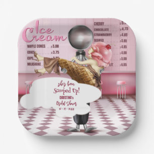 Ice cream Parlor She's Been Scooped Up Paper Plate