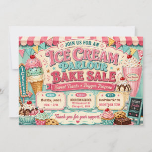 Ice Cream Parlour Bake Sale Design Invitation