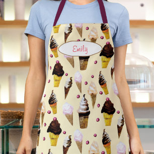 Ice Cream Parlour Buttercream Yellow Personalised Apron
