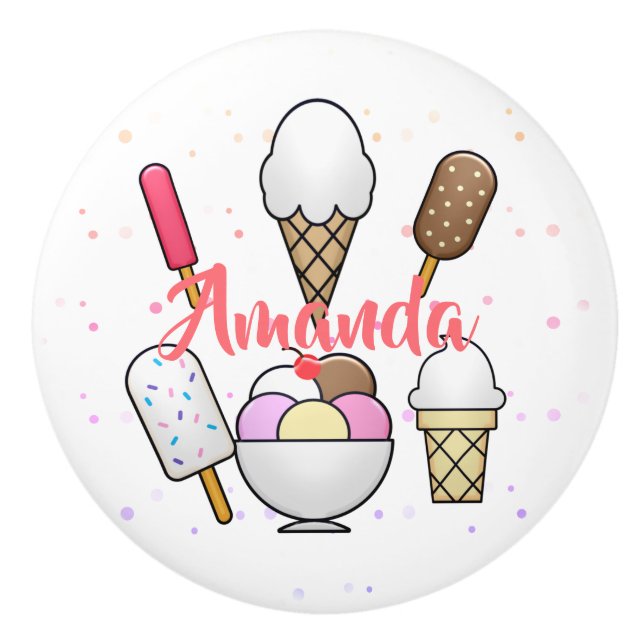 Ice Cream Parlour Dream Ceramic Knob (Front)