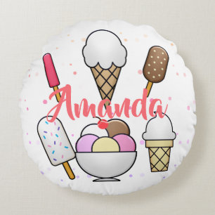 Ice Cream Parlour Dream Round Cushion
