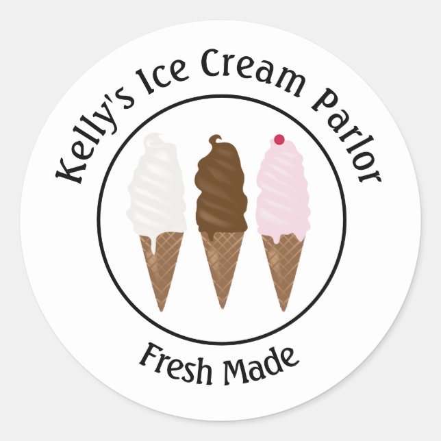 Ice Cream Parlour Logo Classic Round Sticker (Front)