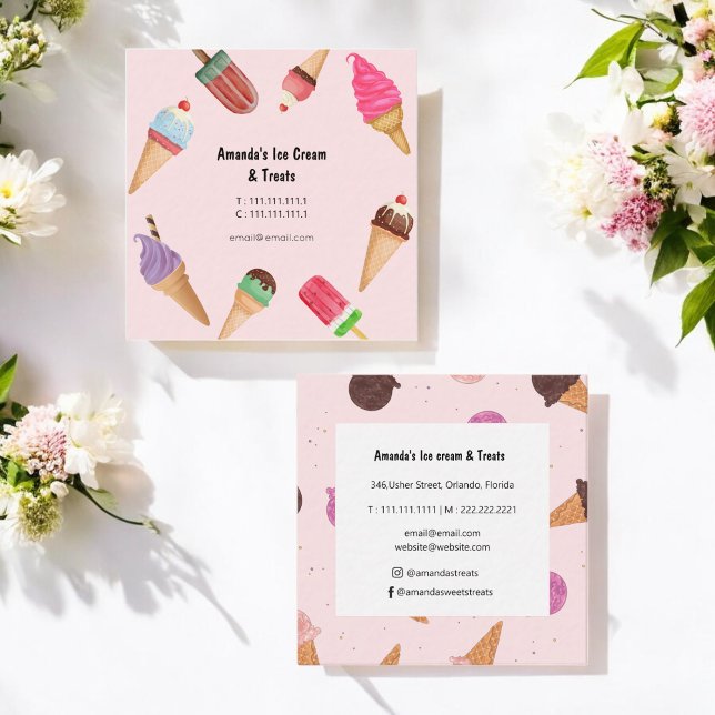Ice Cream Parlour Shop Pink Business Card (Creator Uploaded)