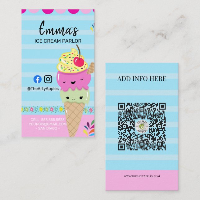 ice Cream parlour van party shop event food van Business Card (Front/Back)