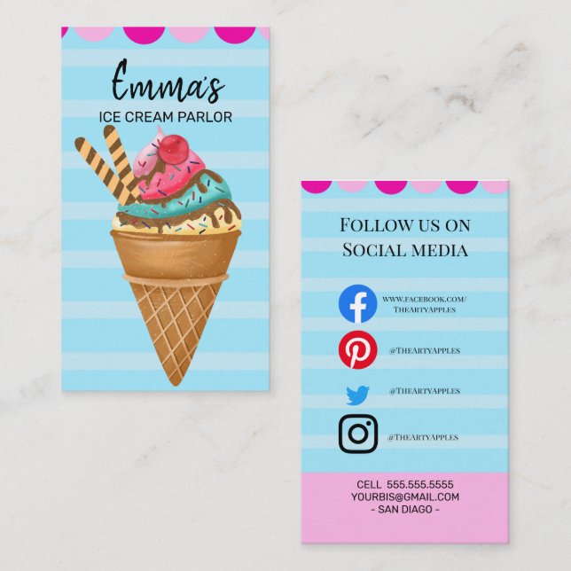 ice Cream parlour van party shop event food van Business Card (Front/Back)