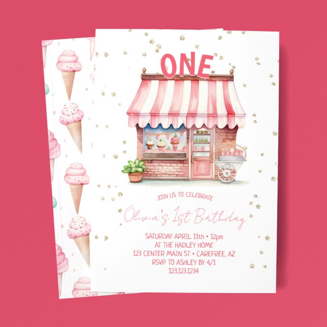 Ice Cream Party 1st Birthday Invitation (Creator Uploaded)