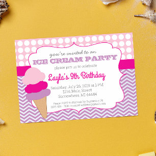 Ice Cream Party Birthday, Ice Cream Social Invitat Invitation