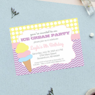 Ice Cream Party Birthday, Ice Cream Social Invitat Invitation
