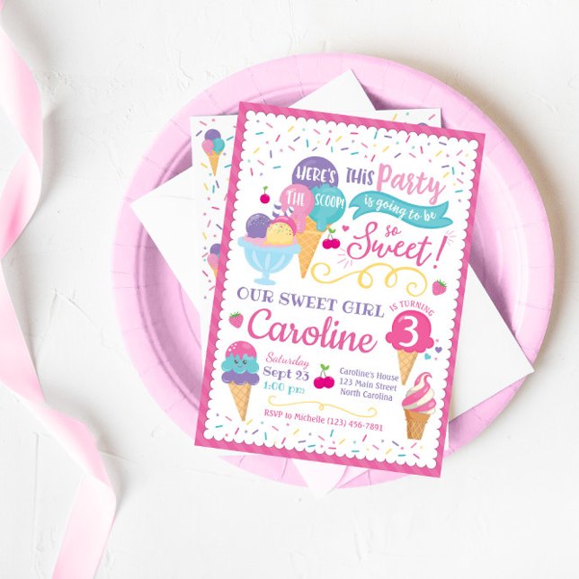 Ice Cream Party Birthday Invitation, Scoop Invitation (Creator Uploaded)
