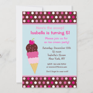 Ice Cream Party Birthday Invitations icecream