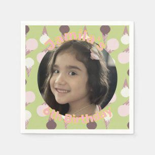 Ice Cream Party Birthday Photo Napkin