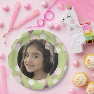 Ice Cream Party Birthday Photo Paper Plate