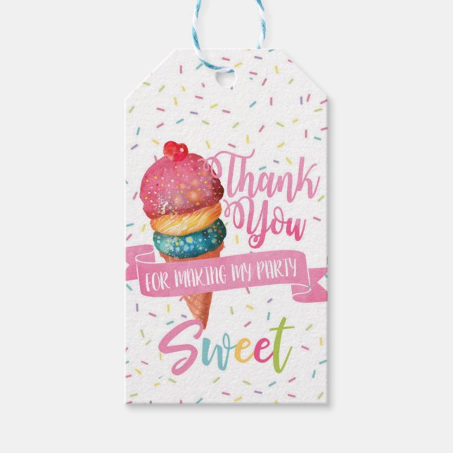Ice Cream Party Favour Tag (Front)