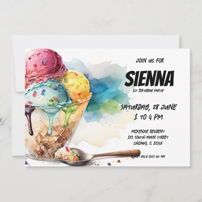 Ice Cream Party Invitation (Front)