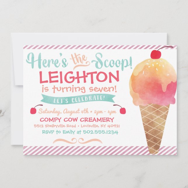 Ice Cream Party Invitation (Front)