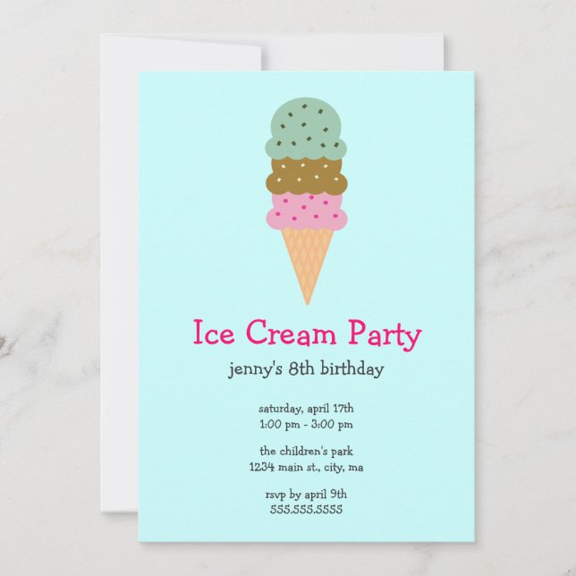 Ice Cream Party Invitations (Front)