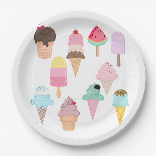 Ice Cream Party Paper Plate (Front)