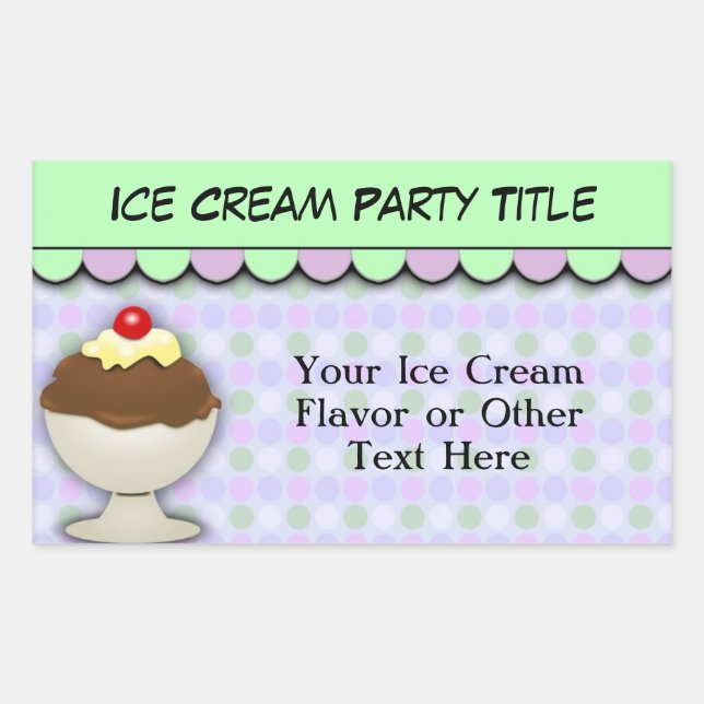 Ice Cream Party, Pastel Sweet Shoppe Rectangular Sticker (Front)