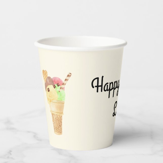 Ice Cream Party Personalised Paper Cups (Front)