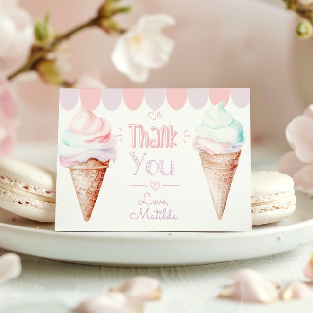 Ice cream pastel birthday thank you card (Creator Uploaded)
