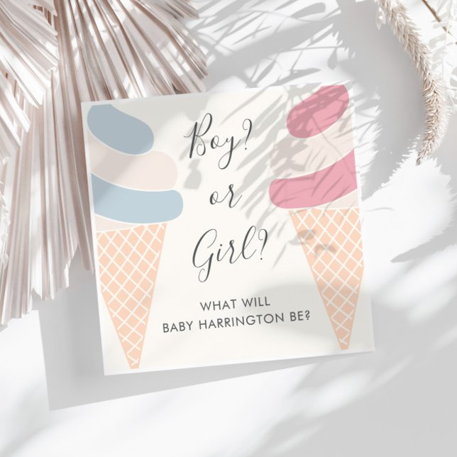 Ice Cream Pastel Boy Or Girl Gender Reveal Napkin (Creator Uploaded)
