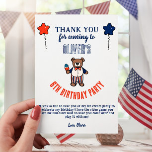 Ice Cream Patriotic Birthday Party Thank You Card