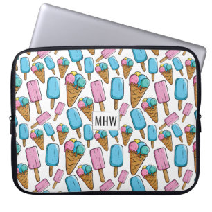 Ice Cream Pattern custom monogram laptop sleeves
