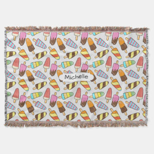 Ice Cream Pattern custom name throw blanket