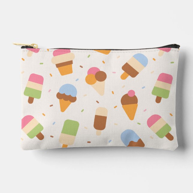 Ice Cream Pattern, Ice Cream Cone, Ice Popsicle Accessory Pouch (Front)