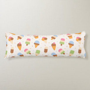 Ice Cream Pattern, Ice Cream Cone, Ice Popsicle Body Cushion