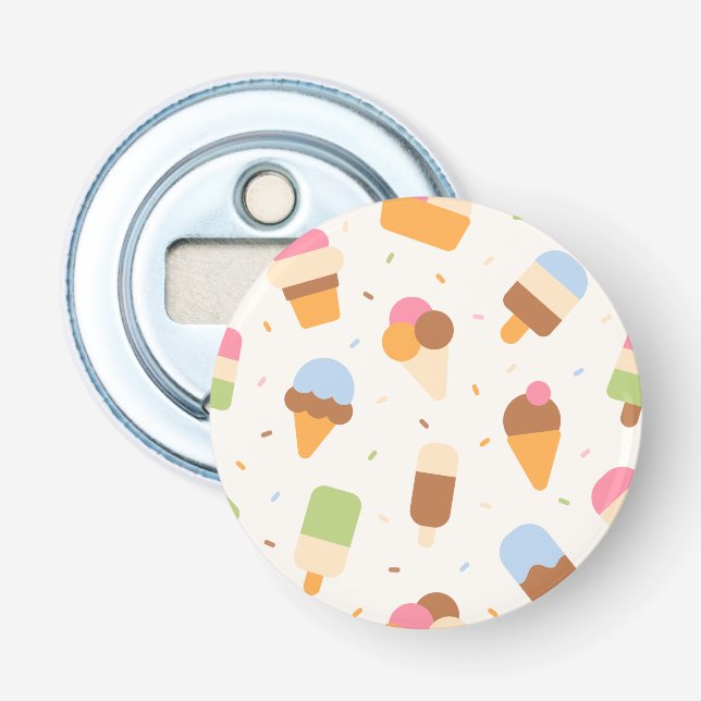 Ice Cream Pattern, Ice Cream Cone, Ice Popsicle Bottle Opener (Front)