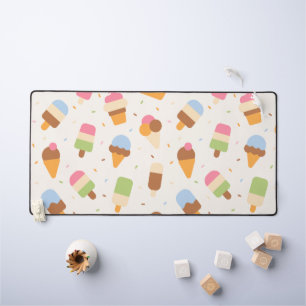Ice Cream Pattern, Ice Cream Cone, Ice Popsicle Desk Mat