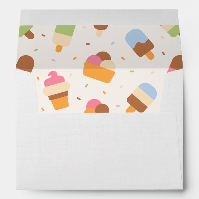 Ice Cream Pattern, Ice Cream Cone, Ice Popsicle Envelope (Back (Bottom))