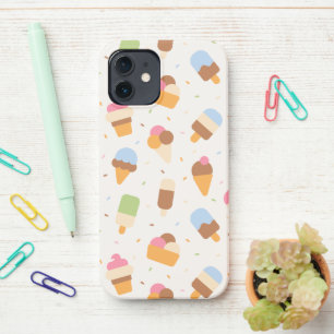 Ice Cream Pattern, Ice Cream Cone, Ice Popsicle iPhone 12 Case