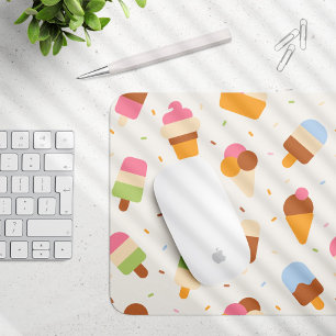 Ice Cream Pattern, Ice Cream Cone, Ice Popsicle Mouse Pad