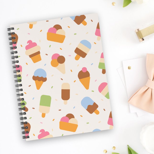 Ice Cream Pattern, Ice Cream Cone, Ice Popsicle Notebook (Creator Uploaded)