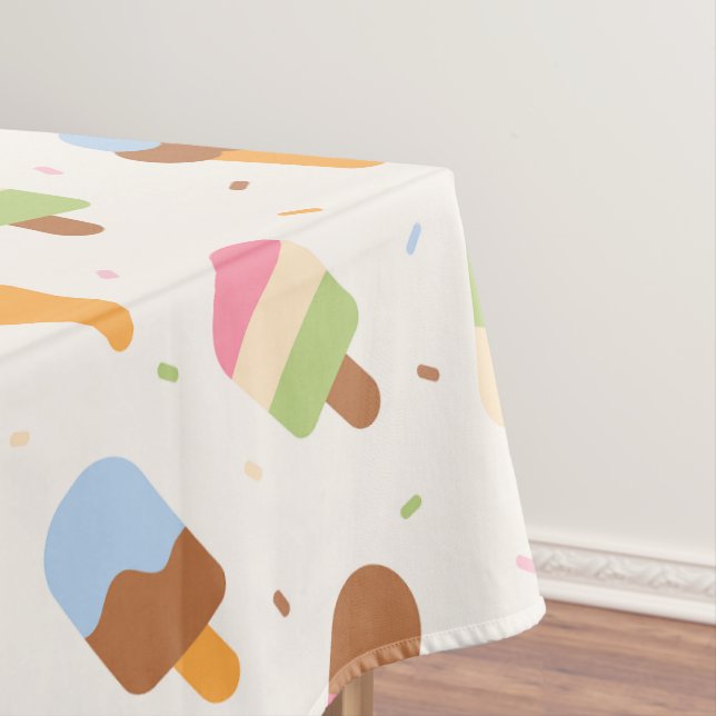 Ice Cream Pattern, Ice Cream Cone, Ice Popsicle Tablecloth (In Situ)