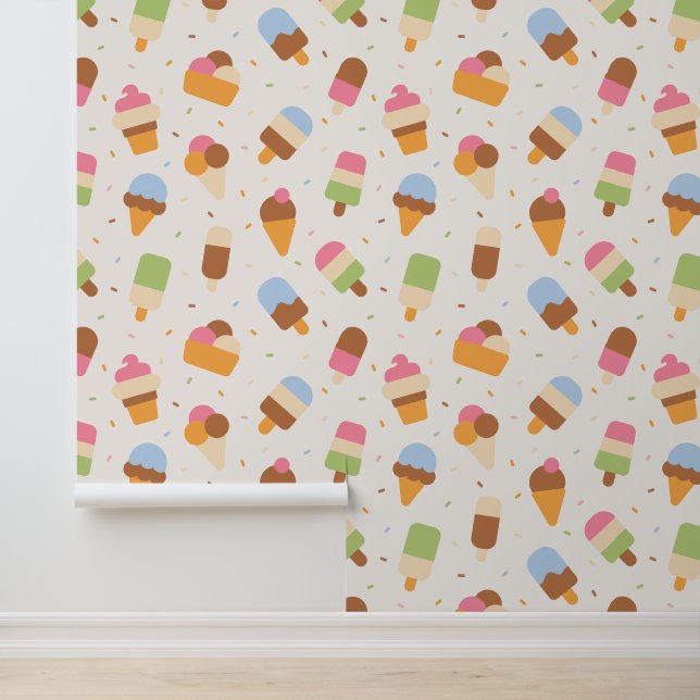 Ice Cream Pattern, Ice Cream Cone, Ice Popsicle Wallpaper (Application)
