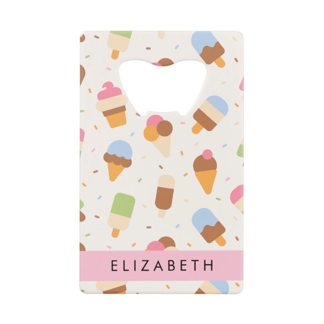 Ice Cream Pattern, Ice Cream Cone, Your Name (Front)