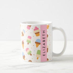 Ice Cream Pattern, Ice Cream Cone, Your Name Coffee Mug