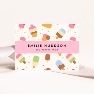 Ice Cream Pattern, Ice Cream Shop, Ice Cream Parlo Business Card