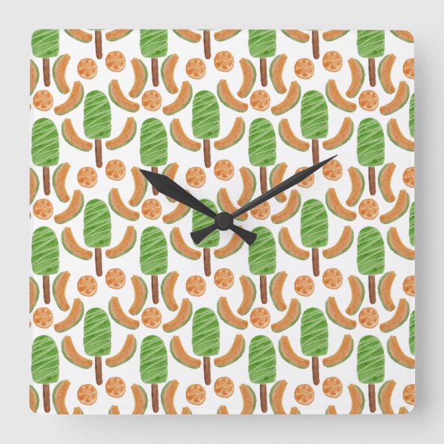 Ice cream pattern | Lollies pattern | lollipop 17 Square Wall Clock (Front)