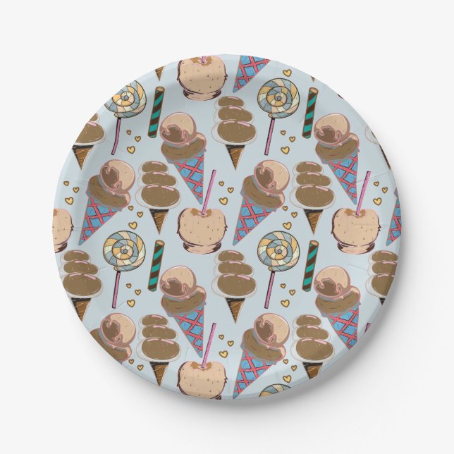 Ice cream pattern | Lollies pattern | lollipop 25 Paper Plate (Front)