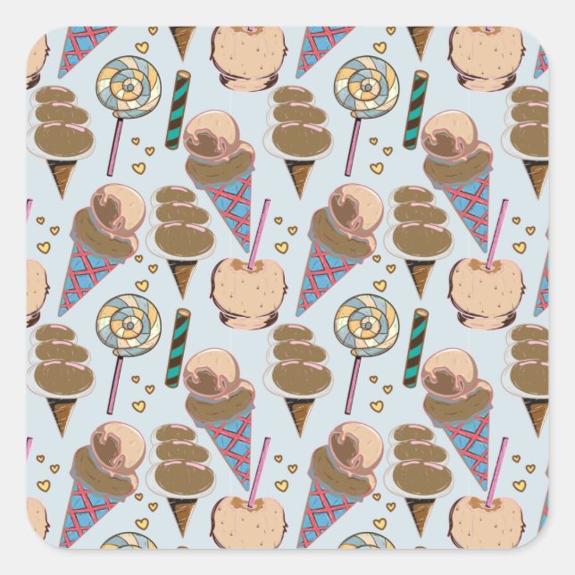 Ice cream pattern | Lollies pattern | lollipop 25 Square Sticker (Front)