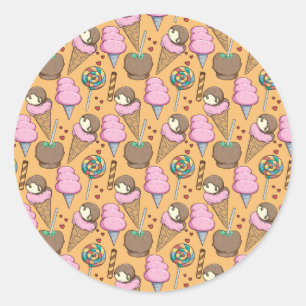 Ice cream pattern   Lollies pattern   lollipop 26 Classic Round Sticker