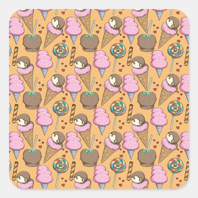 Ice cream pattern | Lollies pattern | lollipop 26 Square Sticker (Front)