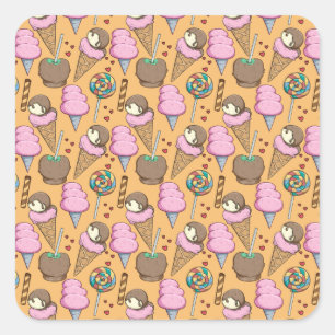 Ice cream pattern   Lollies pattern   lollipop 26 Square Sticker