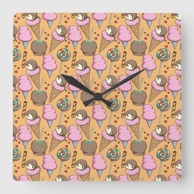 Ice cream pattern | Lollies pattern | lollipop 26 Square Wall Clock (Front)