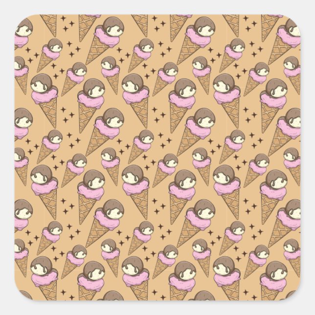 Ice cream pattern | Lollies pattern | lollipop 27 Square Sticker (Front)